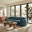 Contessa Curved Performance Velvet Sofa in Cadet Blue