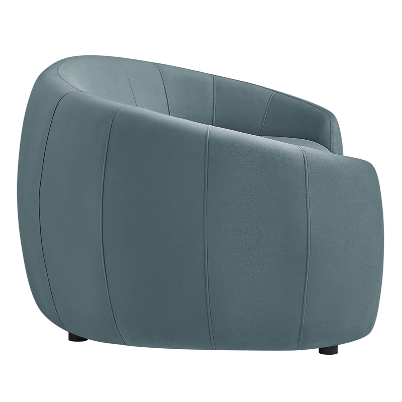 Contessa Curved Performance Velvet Sofa in Cadet Blue