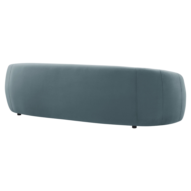 Contessa Curved Performance Velvet Sofa in Cadet Blue