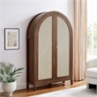 Calista 63 Inch Arched Storage Cabinet With Folding Desk in Walnut