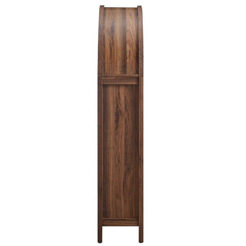 Calista 63 Inch Arched Storage Cabinet With Folding Desk in Walnut