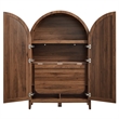 Calista 63 Inch Arched Storage Cabinet With Folding Desk in Walnut