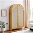 Calista 63 Inch Arched Storage Cabinet With Folding Desk in Oak
