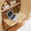 Calista 63 Inch Arched Storage Cabinet With Folding Desk in Oak