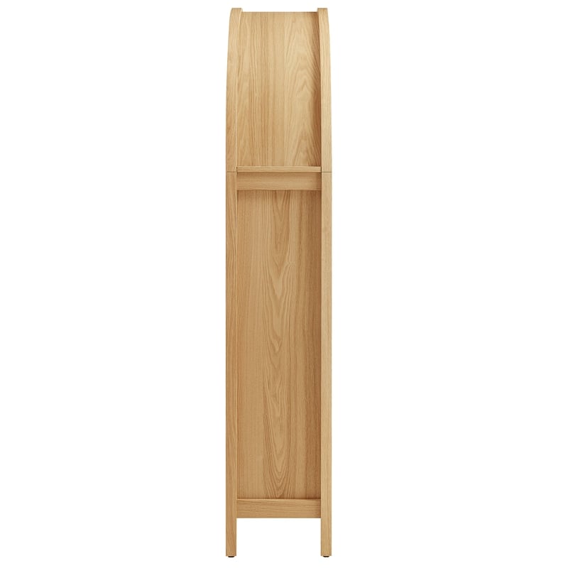 Calista 63 Inch Arched Storage Cabinet With Folding Desk in Oak