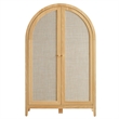 Calista 63 Inch Arched Storage Cabinet With Folding Desk in Oak