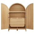 Calista 63 Inch Arched Storage Cabinet With Folding Desk in Oak