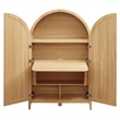 Calista 63 Inch Arched Storage Cabinet With Folding Desk in Oak
