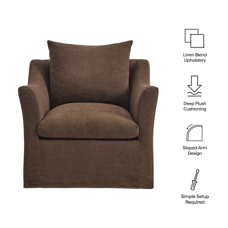 Somerset Linen Blend Armchair in Cocoa