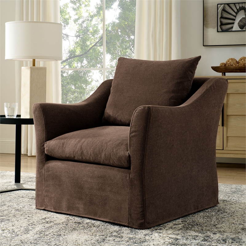 Somerset Linen Blend Armchair in Cocoa