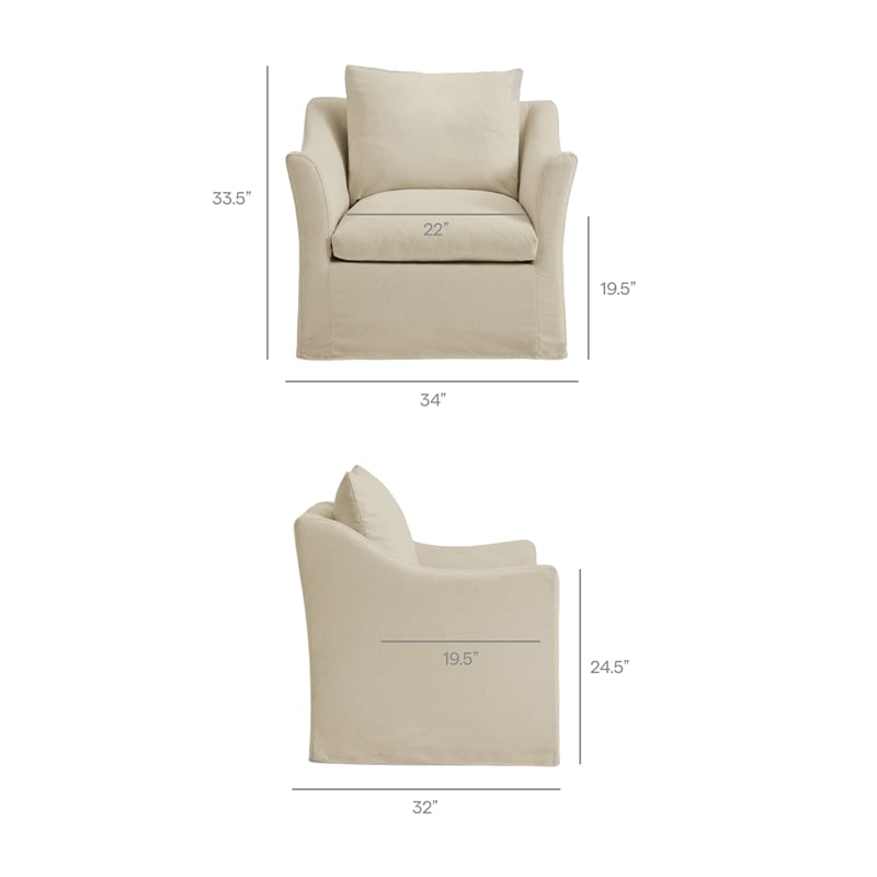 Modway Somerset Linen Blend Upholstered Accent Armchair in Linen
