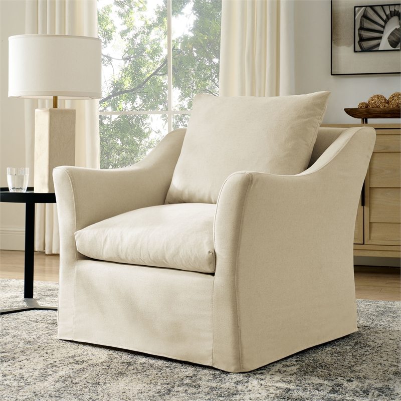 Modway Somerset Linen Blend Upholstered Accent Armchair in Linen