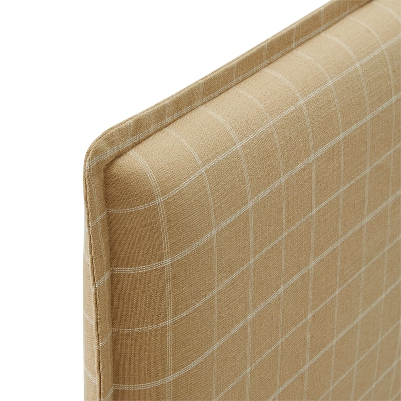 Camille Checkered Linen Blend King Size Headboard in Hemp Windowpane Check