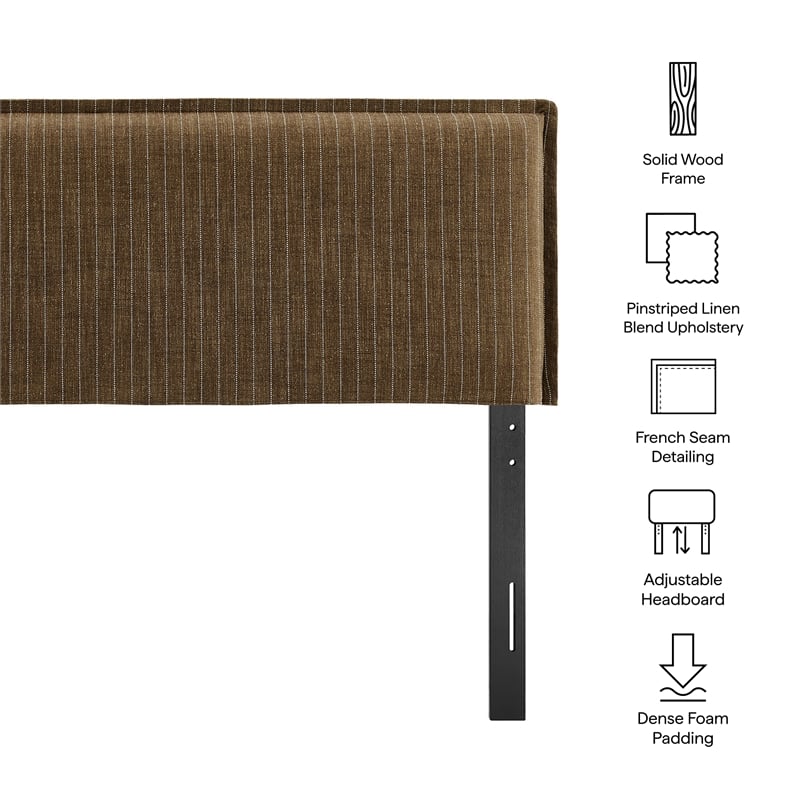 Camille Striped Linen Blend King Size Headboard in Earth Stripe