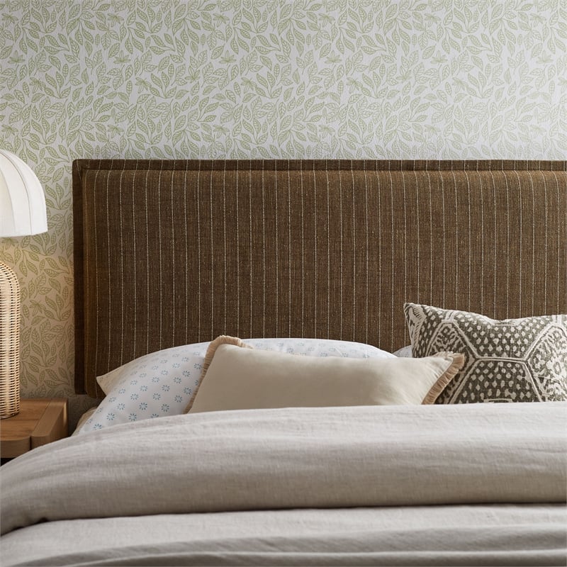 Camille Striped Linen Blend King Size Headboard in Earth Stripe
