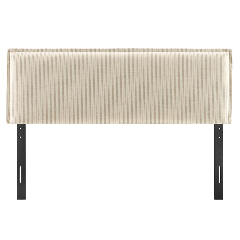 Camille Striped Linen Blend King Size Headboard in Oatmeal Stripe