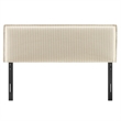 Camille Striped Linen Blend King Size Headboard in Oatmeal Stripe