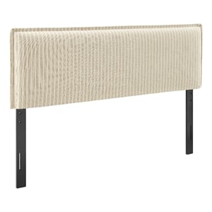 Camille Striped Linen Blend King Size Headboard in Oatmeal Stripe