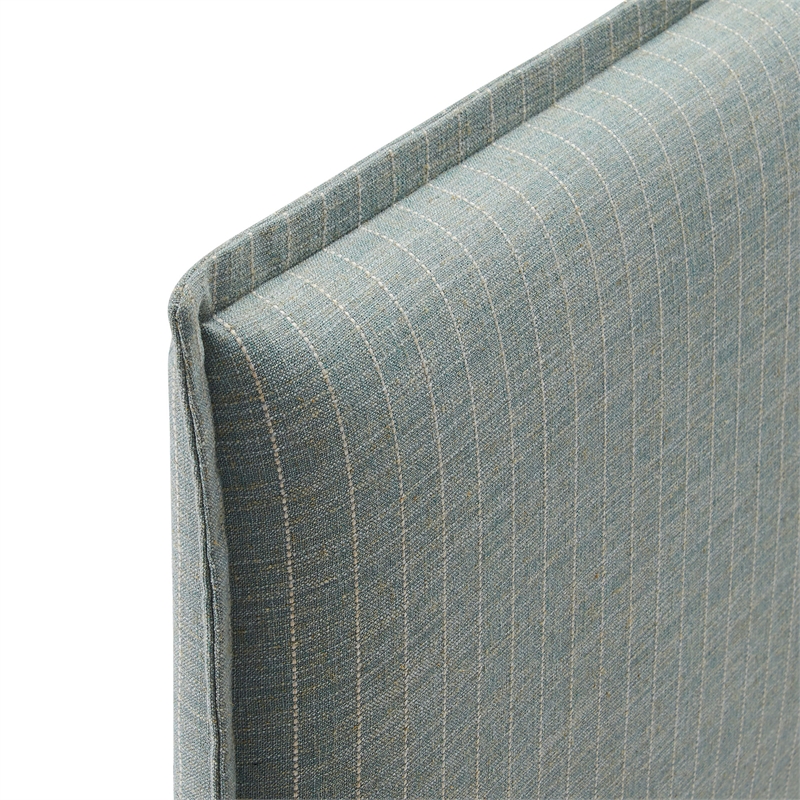 Camille Striped Linen Blend King Size Headboard in Spa Blue Stripe