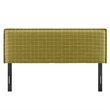 Camille Checkered Linen Blend King Size Headboard in Artichoke Windowpane Check
