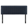 Camille Checkered Linen Blend Queen Size Headboard in Denim Windowpane Check