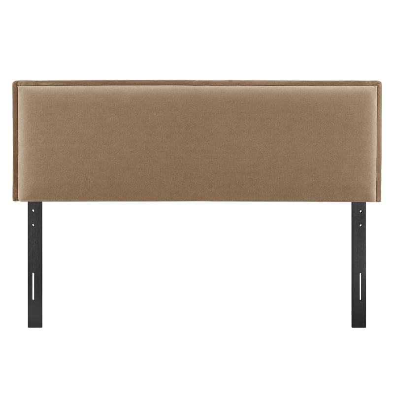 Camille Upholstered Linen Blend King Size Headboard in Almond