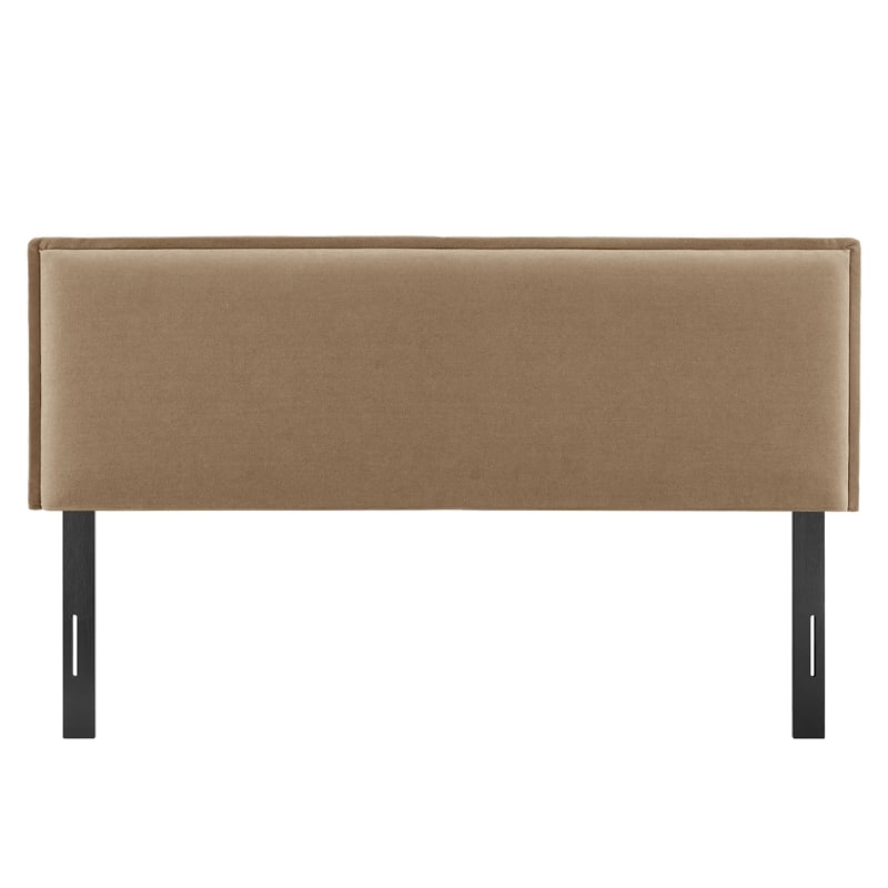 Camille Upholstered Linen Blend King Size Headboard in Almond