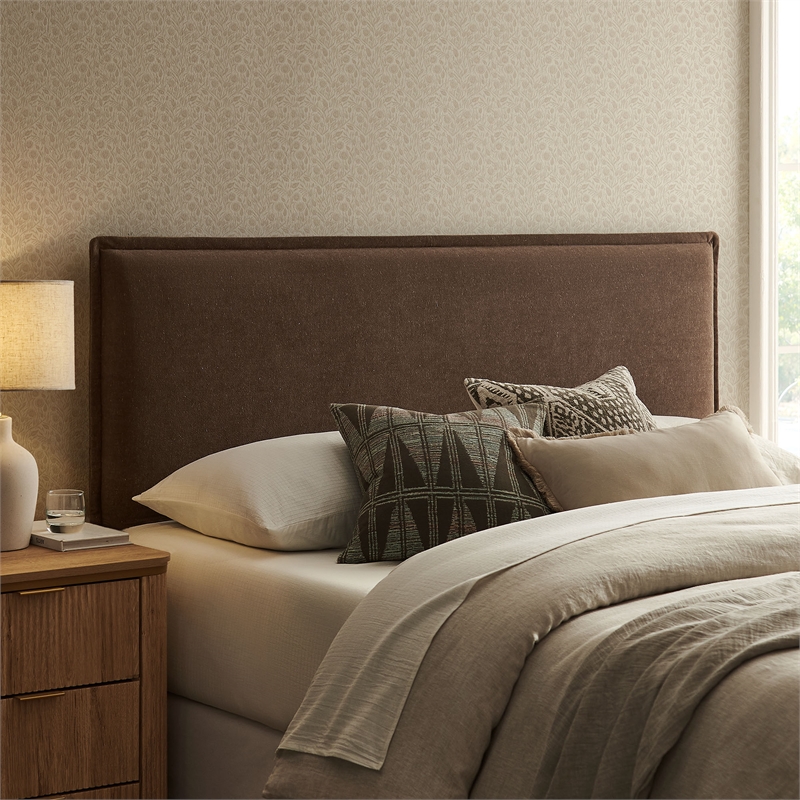 Camille Upholstered Linen Blend King Size Headboard in Cocoa