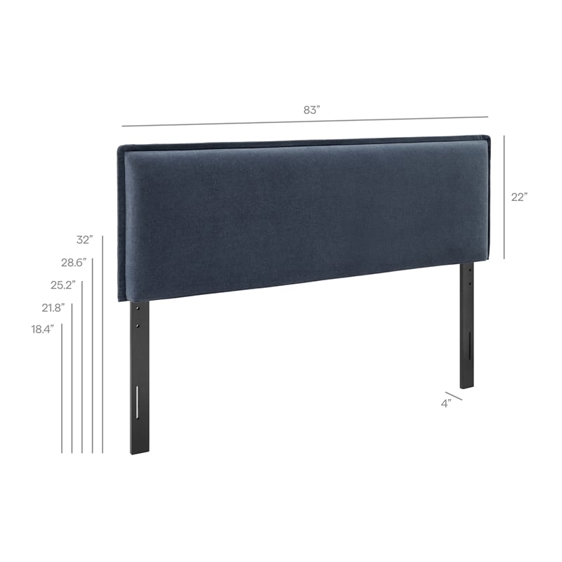 Camille Upholstered Linen Blend King Size Headboard in Denim