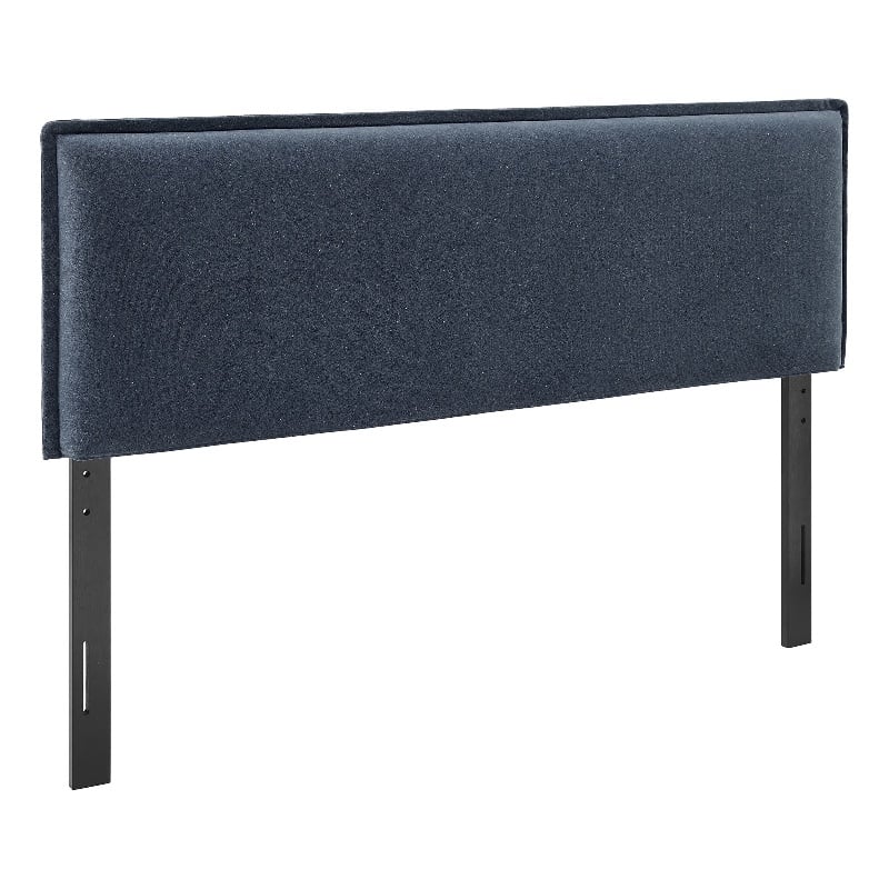 Camille Upholstered Linen Blend King Size Headboard in Denim