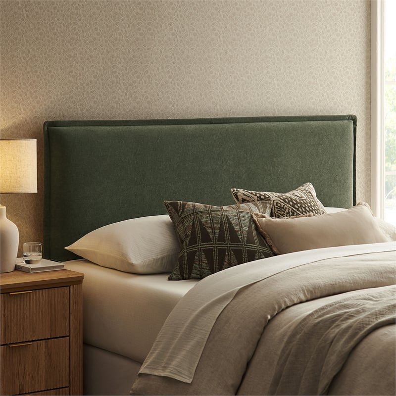 Camille Upholstered Linen Blend King Size Headboard in Sage
