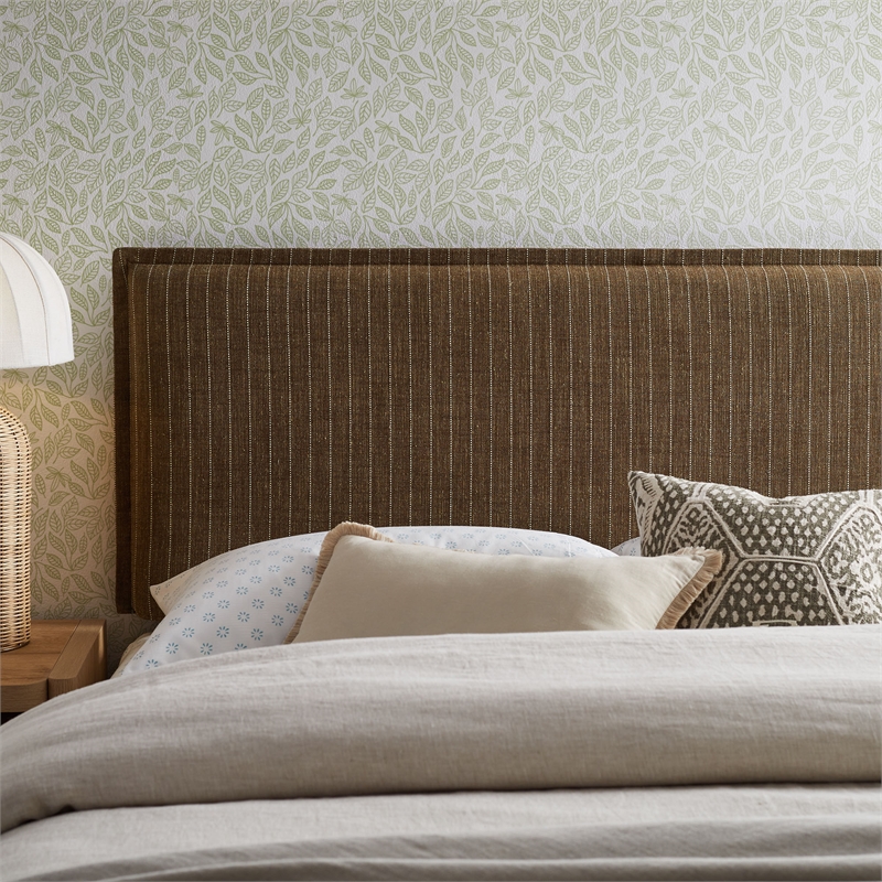 Camille Striped Linen Blend Full Size Headboard in Earth Stripe