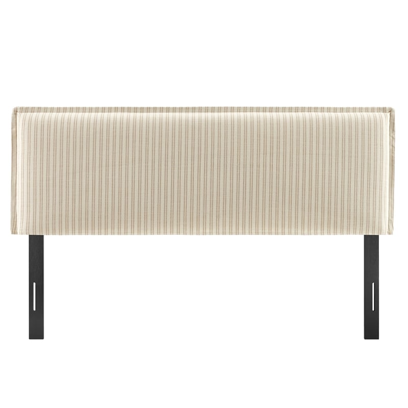 Camille Striped Linen Blend Full Size Headboard in Oatmeal Stripe