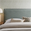 Camille Striped Linen Blend Full Size Headboard in Spa Blue Stripe