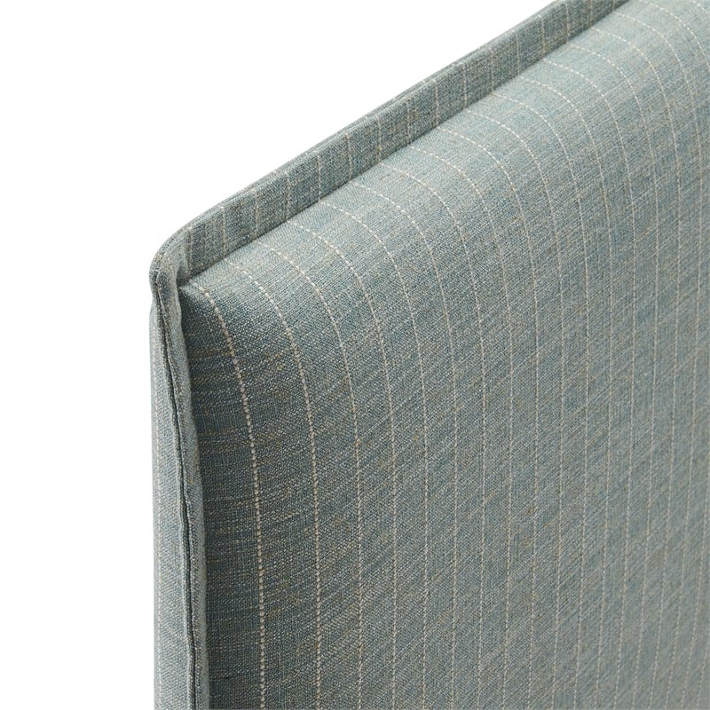 Camille Striped Linen Blend Full Size Headboard in Spa Blue Stripe