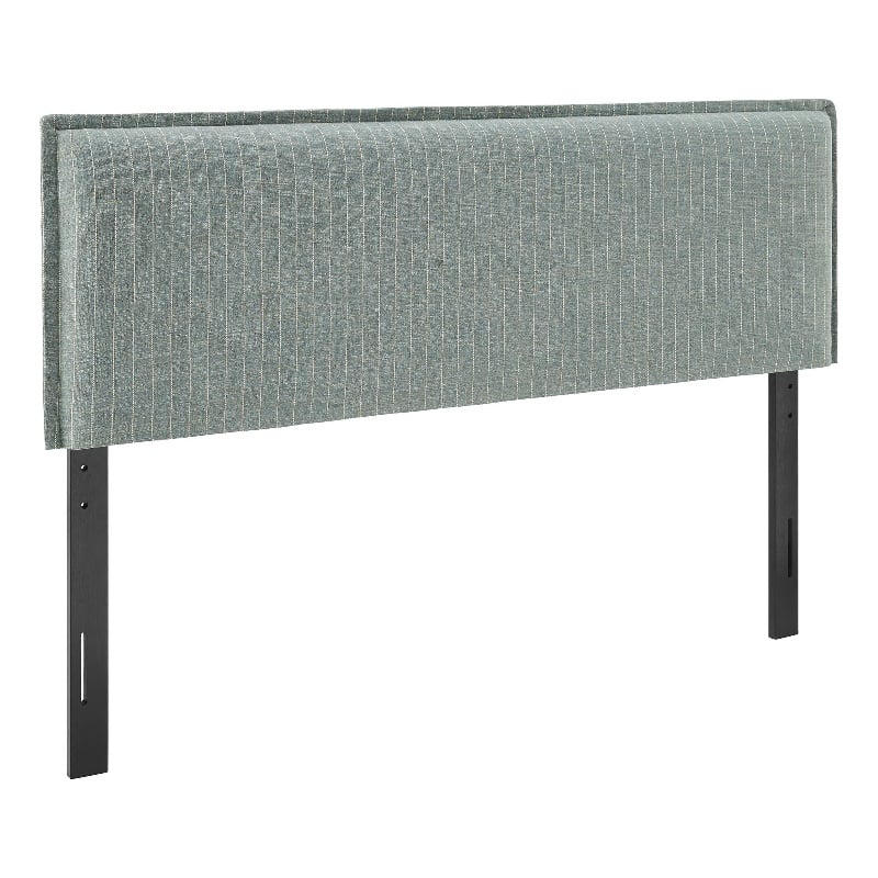 Camille Striped Linen Blend Full Size Headboard in Spa Blue Stripe