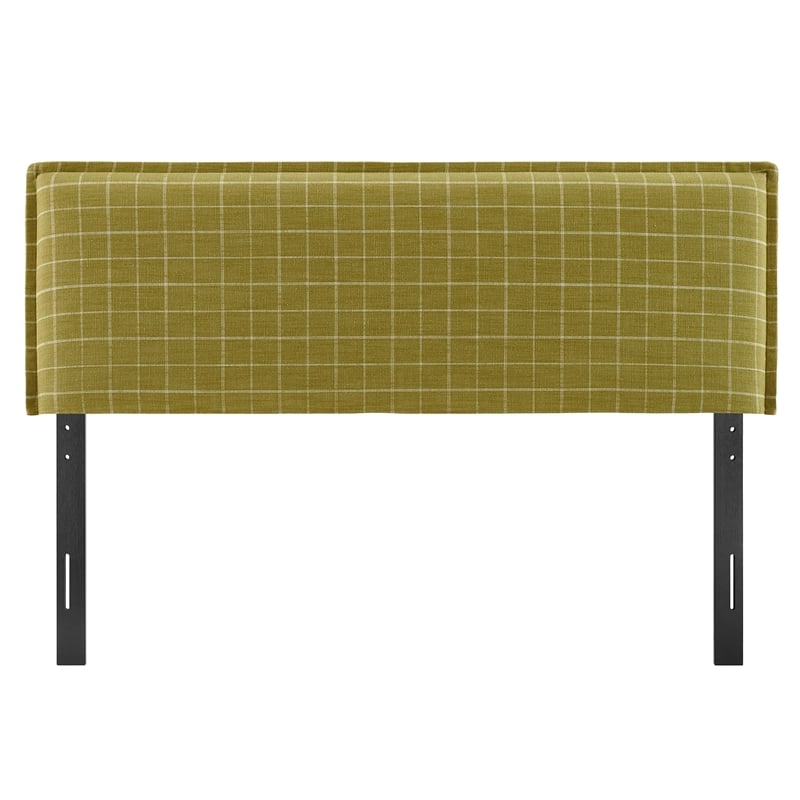 Camille Checkered Linen Blend Full Size Headboard in Artichoke Windowpane Check