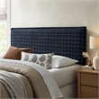 Camille Checkered Linen Blend Full Size Headboard in Denim Windowpane Check