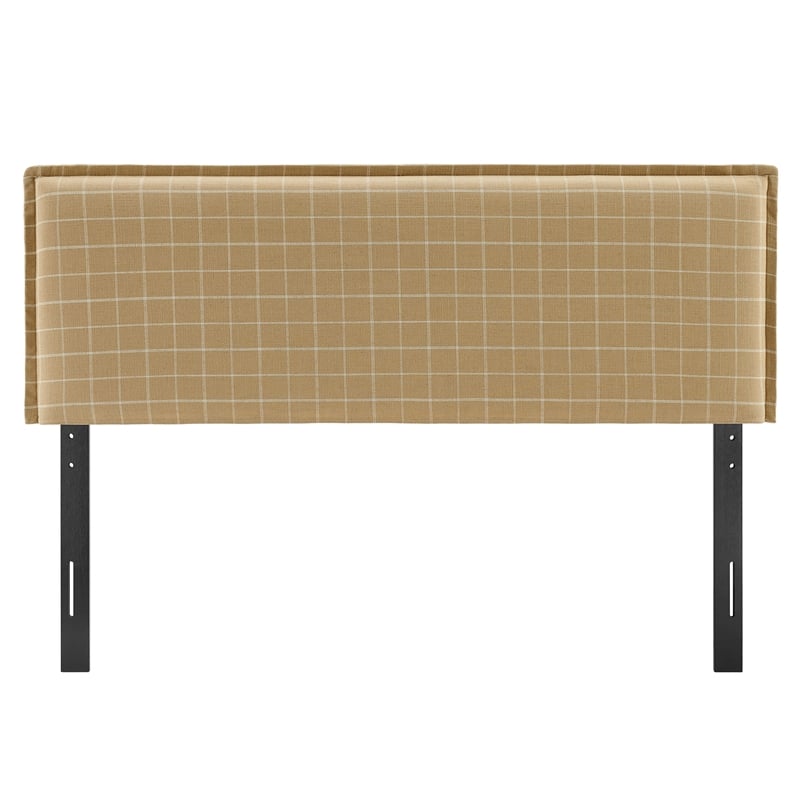 Camille Checkered Linen Blend Full Size Headboard in Hemp Windowpane Check