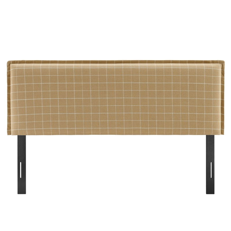 Camille Checkered Linen Blend Full Size Headboard in Hemp Windowpane Check