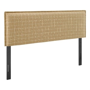 Camille Checkered Linen Blend Full Size Headboard in Hemp Windowpane Check
