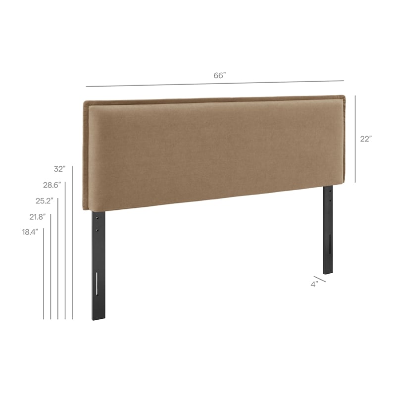 Camille Upholstered Linen Blend Queen Size Headboard in Almond