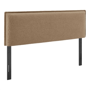 Camille Upholstered Linen Blend Queen Size Headboard in Almond