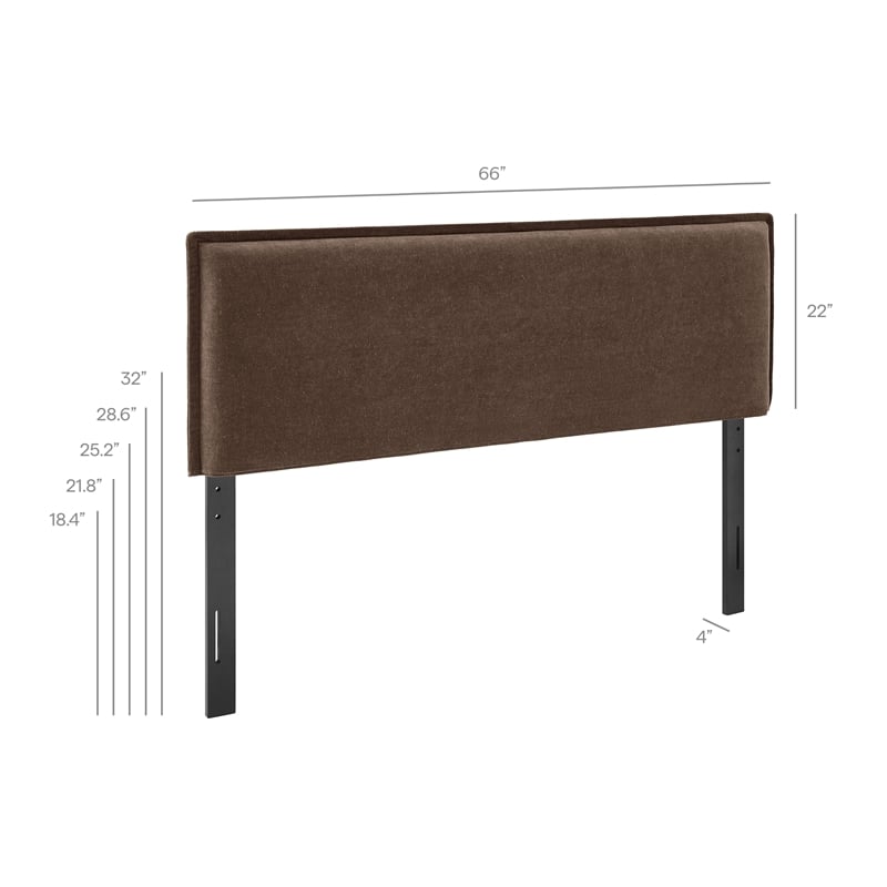 Camille Upholstered Linen Blend Queen Size Headboard in Cocoa
