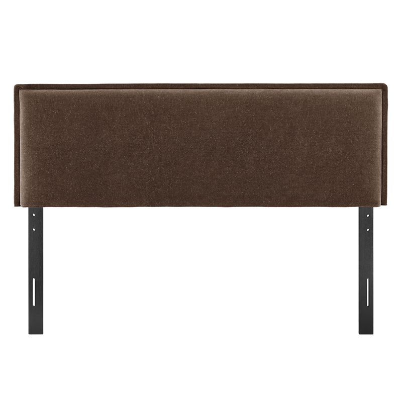 Camille Upholstered Linen Blend Queen Size Headboard in Cocoa