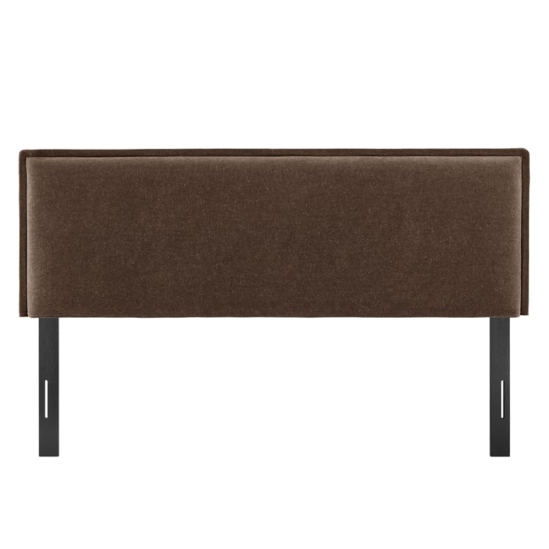 Camille Upholstered Linen Blend Queen Size Headboard in Cocoa