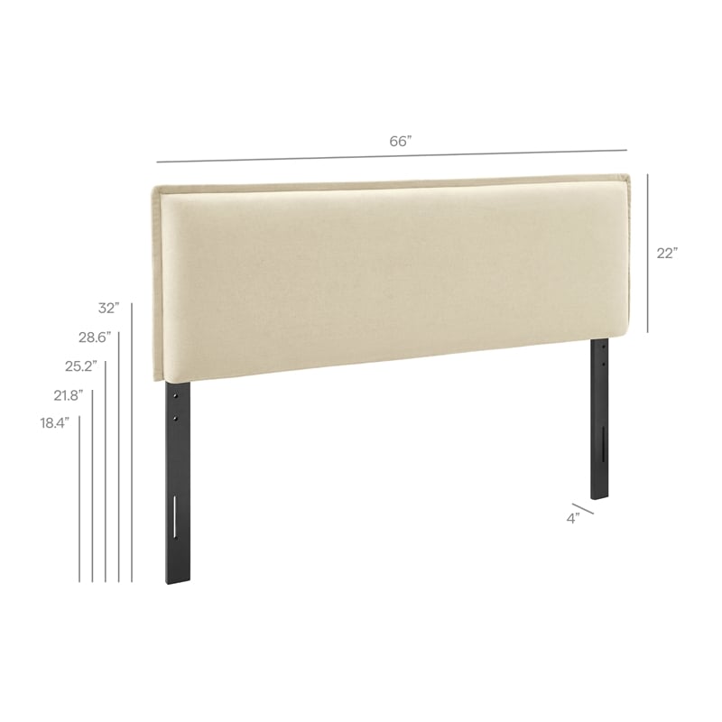 Camille Upholstered Linen Blend Queen Size Headboard in Linen