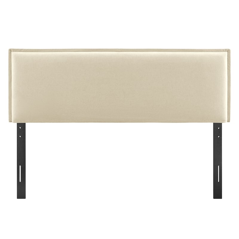 Camille Upholstered Linen Blend Queen Size Headboard in Linen
