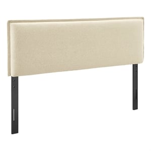 Camille Upholstered Linen Blend Queen Size Headboard in Linen