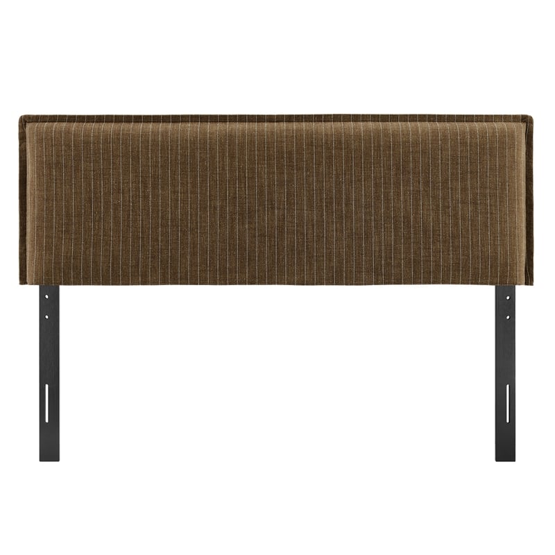 Camille Striped Linen Blend Queen Size Headboard in Earth Stripe